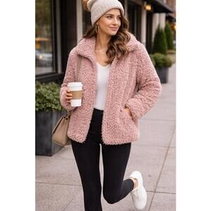 Cozy Pink Faux Fur Teddy Coat for Women